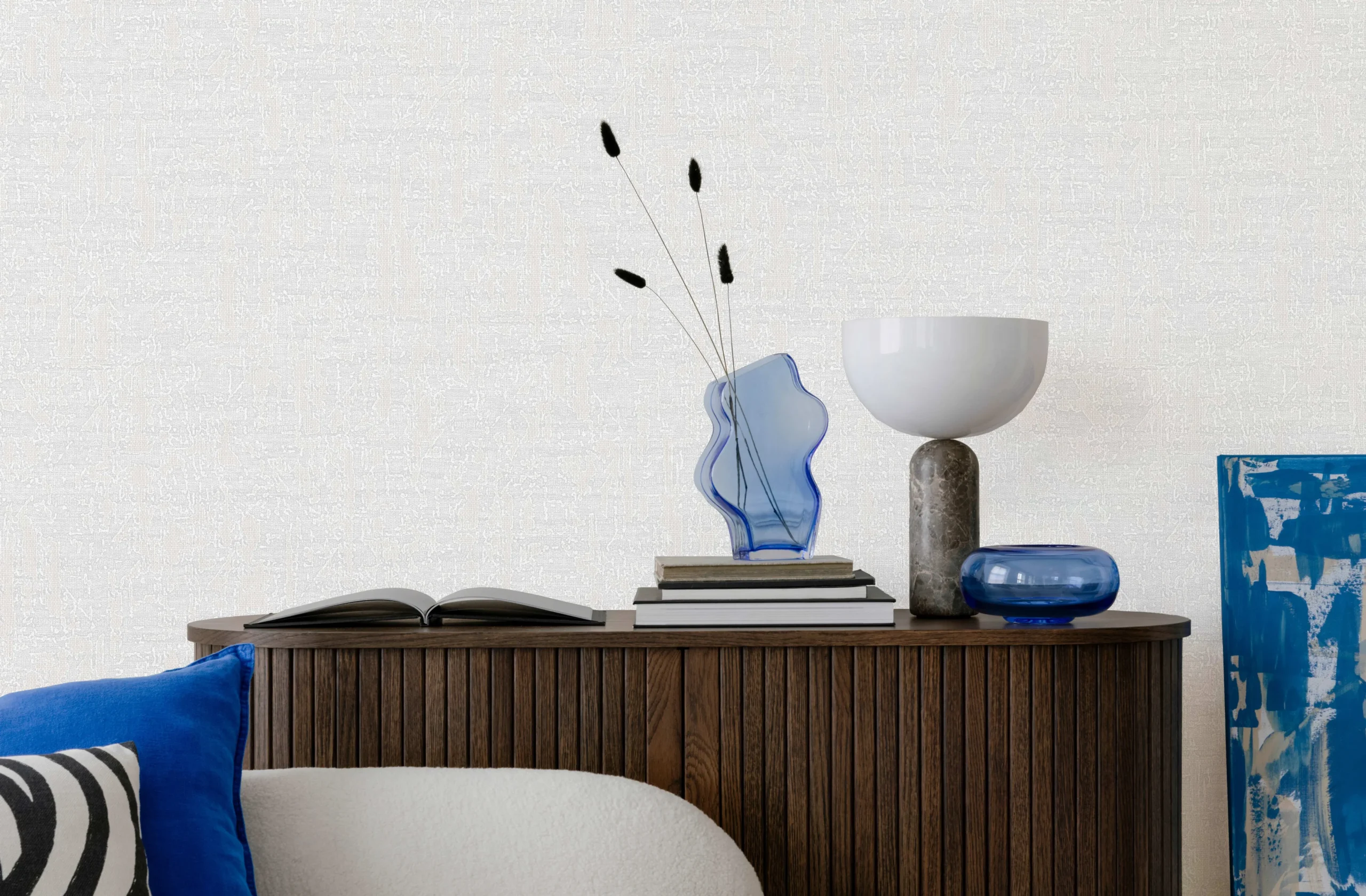 White Embossed Wallpaper – Natural Shimmer (24114-1)